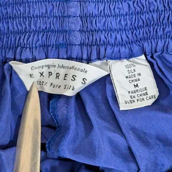 Blue 100% silk wide leg palazzo - Picture 2 of 8